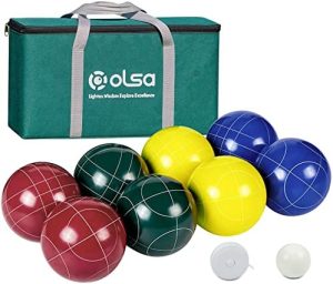 Bocce |   107Mm Bocce-setti Piha-pelit, Ammattimaiset Bocci-pallopelit Aikuisille ja Perheelle, Mukana 8 Polyresiinipalloa, 1 Valkoinen Pallino, Laadukas Kantokassi, Mittanauha Takapihalle, Rannalle ja Leirintään Bocce Bocce