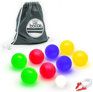 Bocce |   Led Bocce-pallon pelisarja – sisältää 8 valaisevaa bocce-palloa, pallinon, laatikon ja mittanauhan – valitse 85 mm tai 100 mm Bocce Bocce